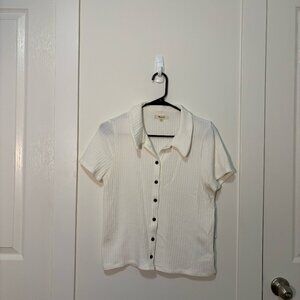 Madewell - Madewell - Ribbed Polo Button-Front Tee - White